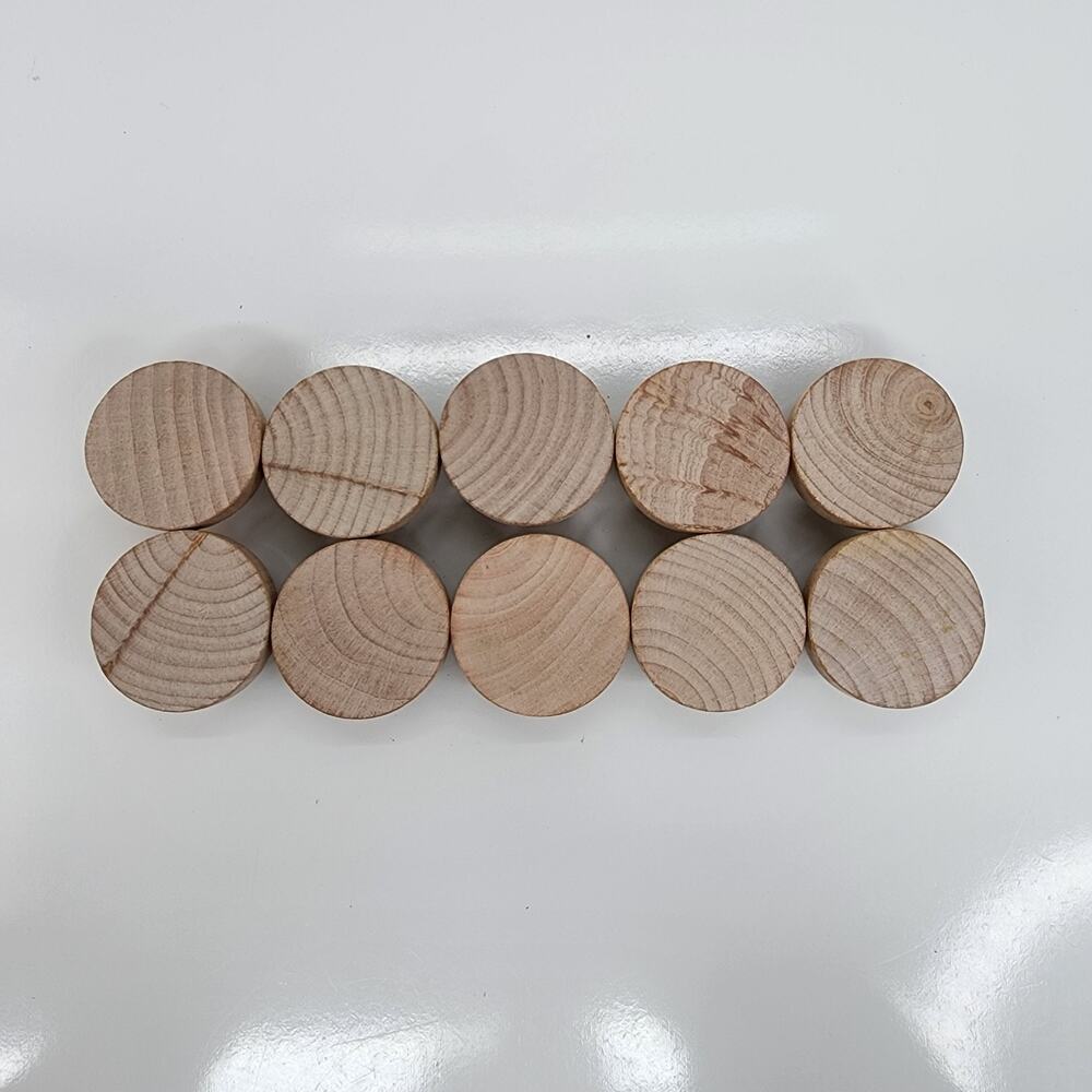 RDEXP Wooden Cabinet Knobs Set of 10 Round Drawer Pull Handles 2" Natural Wood